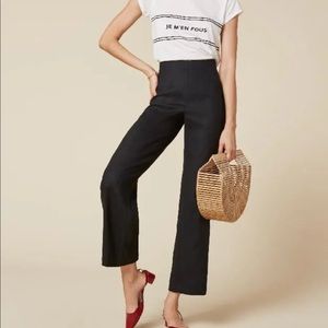 Reformation Black High Waisted Wide Leg Pants 0